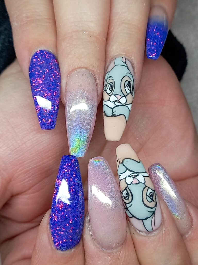 chrome ombre nails with art